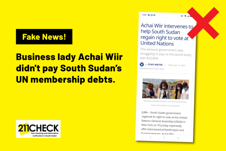 Business woman Achai Wiir didn’t pay South Sudan’s UN membership arrears