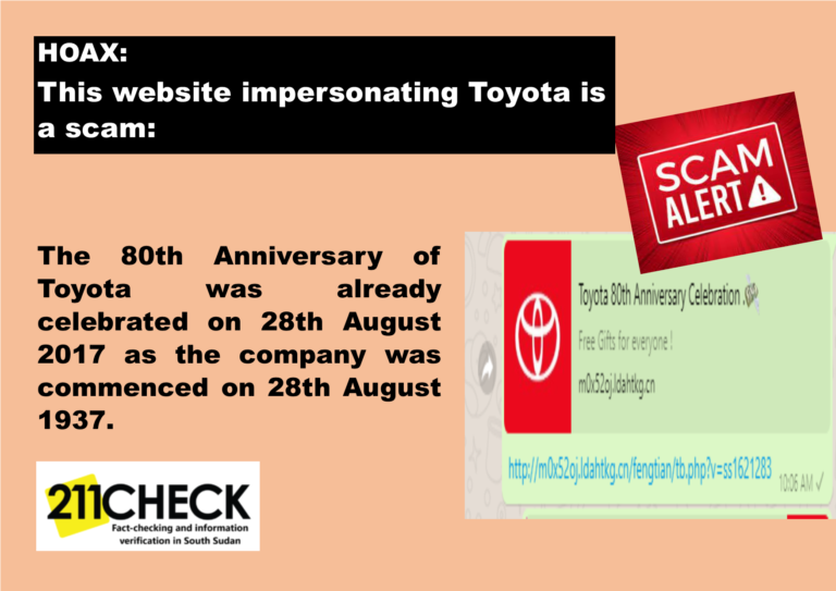 Scam Alert: Toyota Is Not Celebrating its 80th Anniversary!