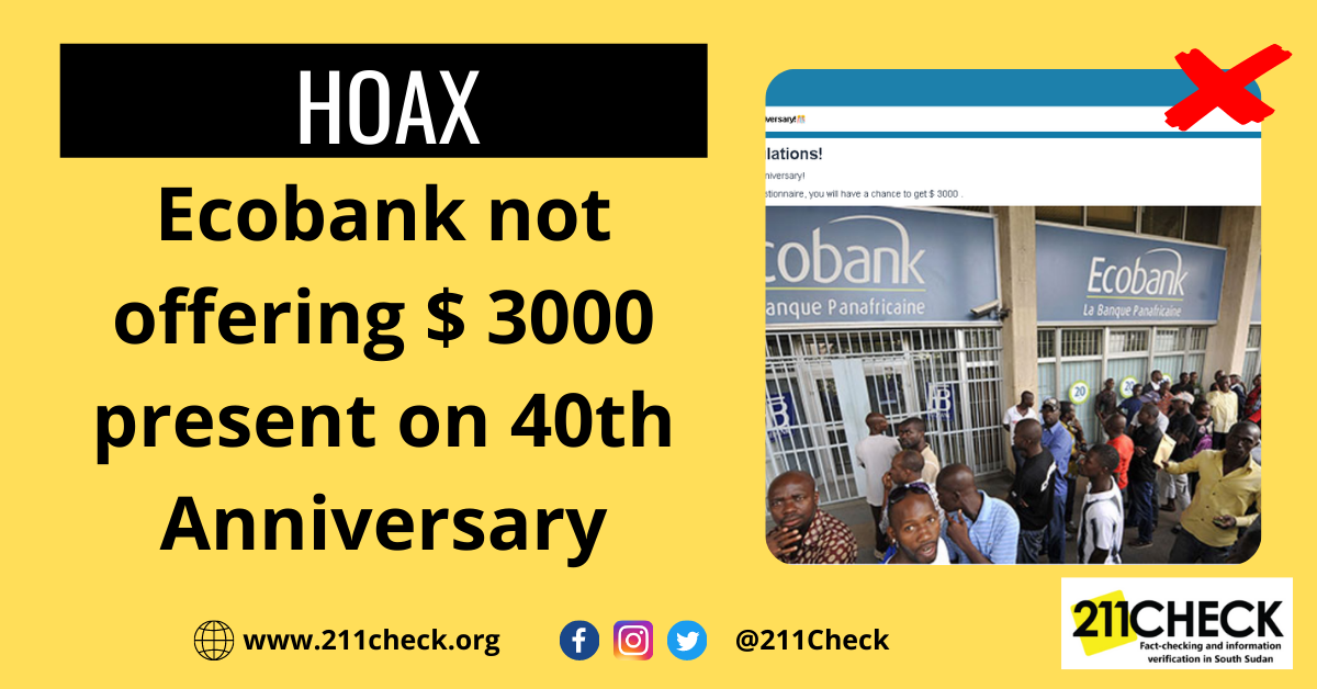 Fact-Check Sorry, Ecobank not offering $ 3000 present on 40th Anniversary