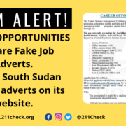 SCAM ALERT Fake UNICEF South Sudan Job Offers