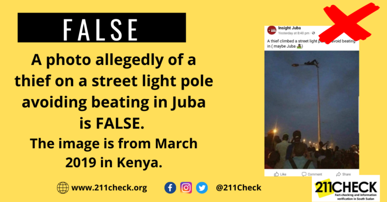 Fact-check: Was this a thief on a street light in Juba? No.