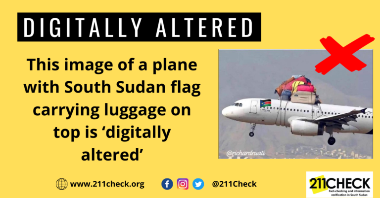 Fact-check: This plane with the South Sudan flag and luggage on top is ‘digitally altered’