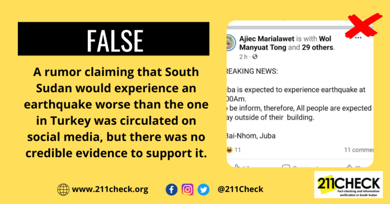 Fact-check: Rumor of an earthquake in South Sudan debunked; no seismic activity recorded