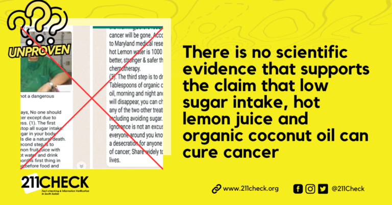 <strong>Fact-check: No evidence low sugar intake, hot lemon juice and organic coconut oil can cure cancer</strong>