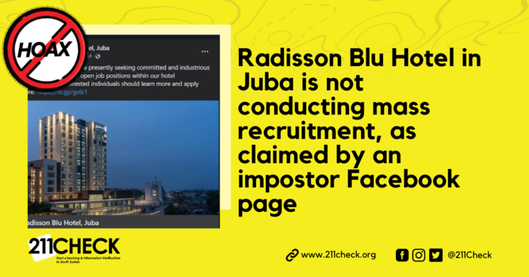 <strong>Fact-check: Is Radisson Blu Hotel Juba conducting massive recruitment?</strong>