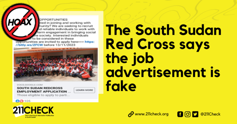 <strong>Fact-check: Imposter South Sudan Red Cross Facebook page job ad is a hoax</strong>