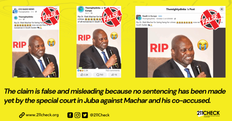 Fact Check: No, Riek Machar has not been hanged, but is currently on trial.